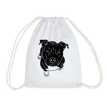 Staffordshire bull terrier begging - Drawstring Bag - white - Front