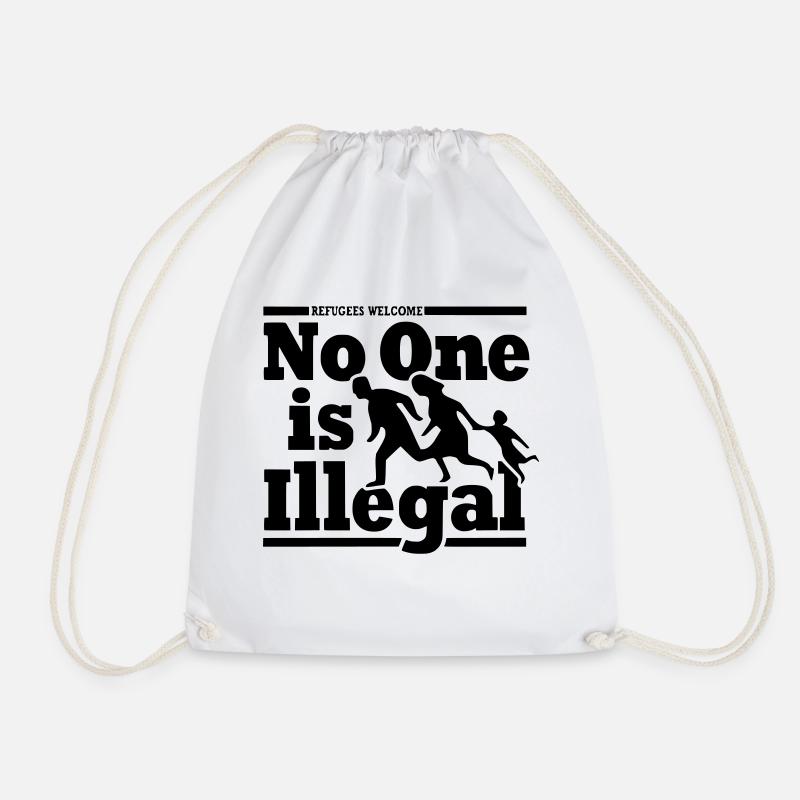 No One is Illegal -Refugees Welcome - Turnbeutel - Weiß