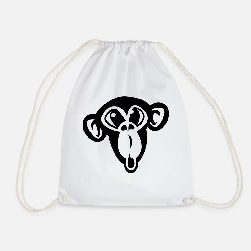 Cute monkey - Drawstring Bag - white