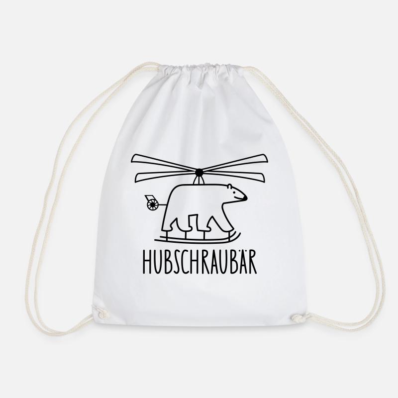 Bär - Hubschrauber - Turnbeutel - Weiß