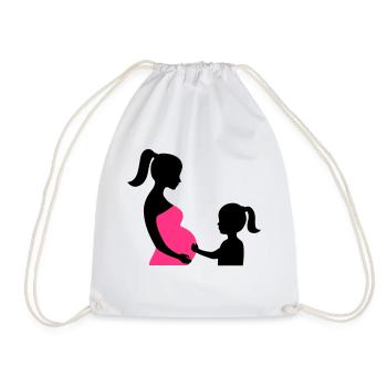 Schwangere mit Tochter Silhouette - Turnbeutel - Weiß - Vorne
