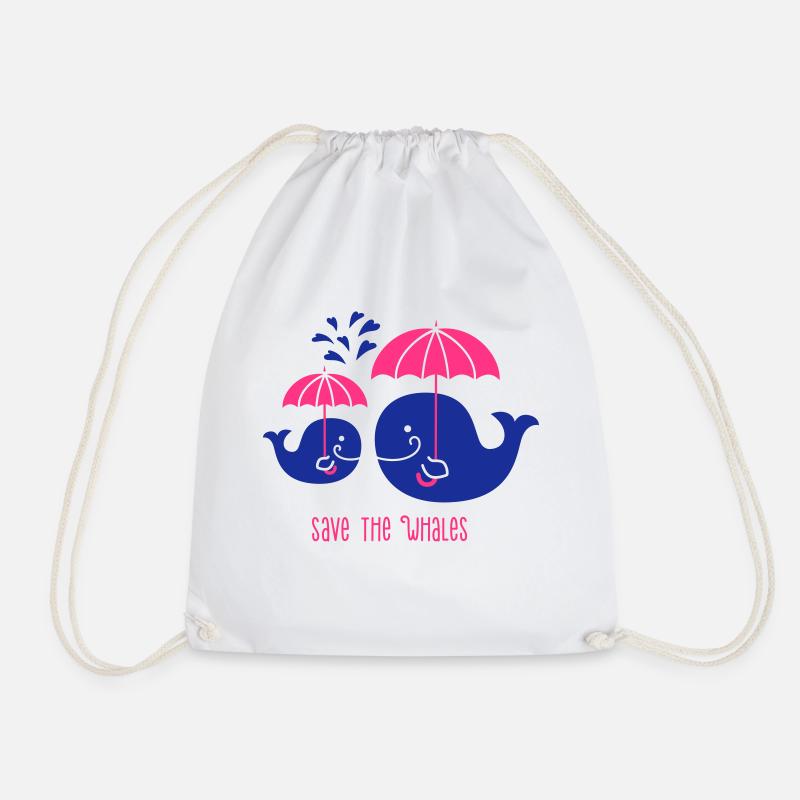 Save the whale-Protects the whale save the whales - Drawstring Bag - white