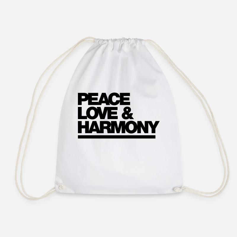 Typo Peace Love Harmony 1C - Drawstring Bag - white