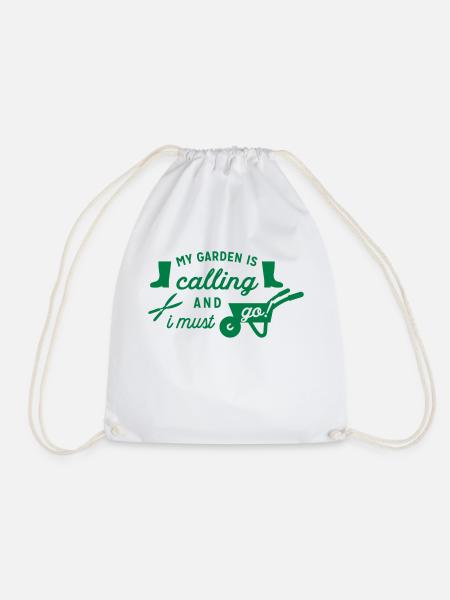 My Garden Is Calling and i must go - Drawstring Bag - white