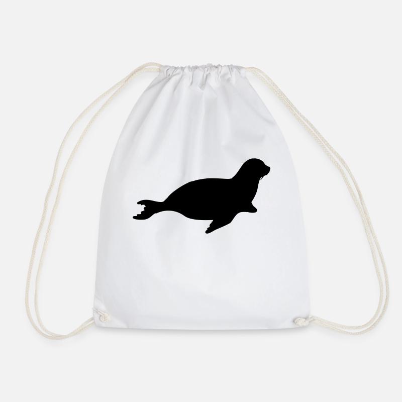 seal animal - Drawstring Bag - white