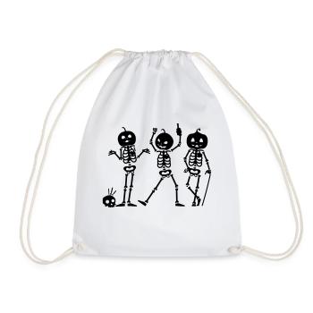 Halloween Skeletons Black - Drawstring Bag - white - Front
