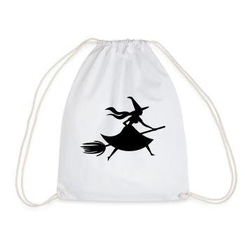 Witch on Broom – Halloween - Drawstring Bag - white - Front
