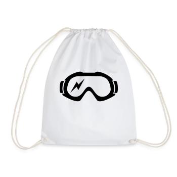 ski goggles with lightning - Drawstring Bag - white - Front