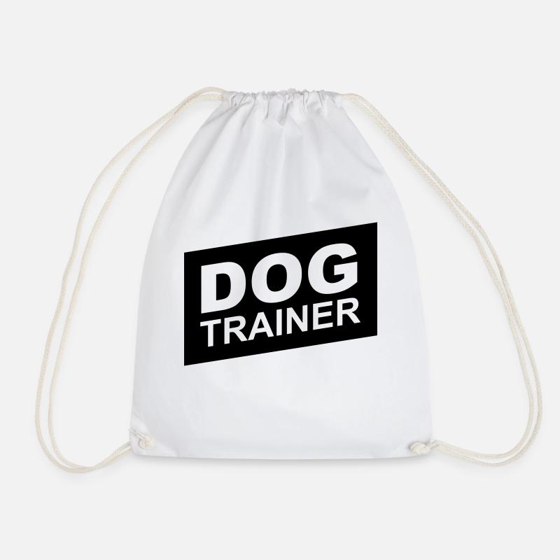 dog trainer black up - Drawstring Bag - white
