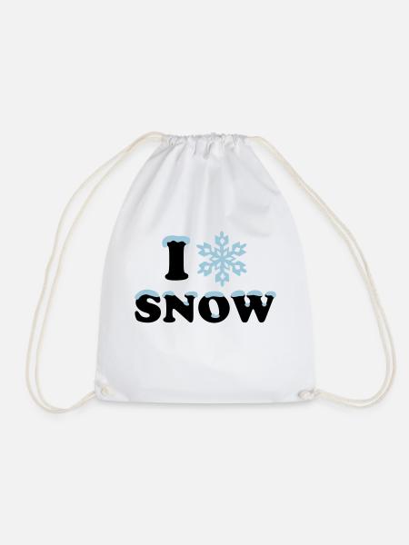 Schnee Winter, I LOVE, Schneeflocke, Apres Ski, - Turnbeutel - Weiß