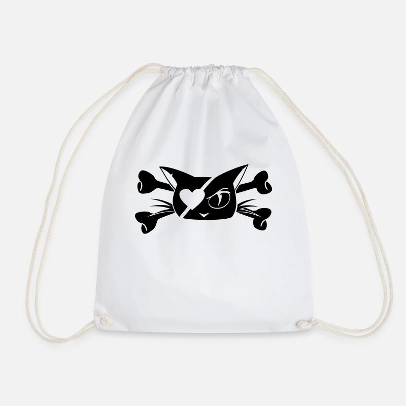 Pirate-Kitty - Drawstring Bag - white