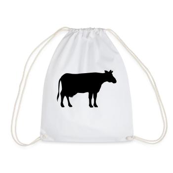 cow animal - Drawstring Bag - white - Front