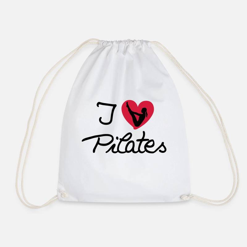 I love Pilates (3) - Drawstring Bag - white