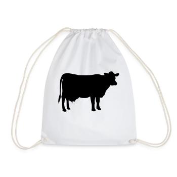 cow animal - Drawstring Bag - white - Front