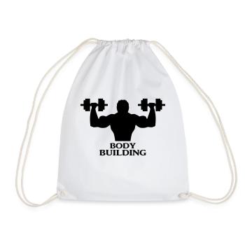 Bodybuilder mit Hanteln - Turnbeutel - Weiß - Vorne