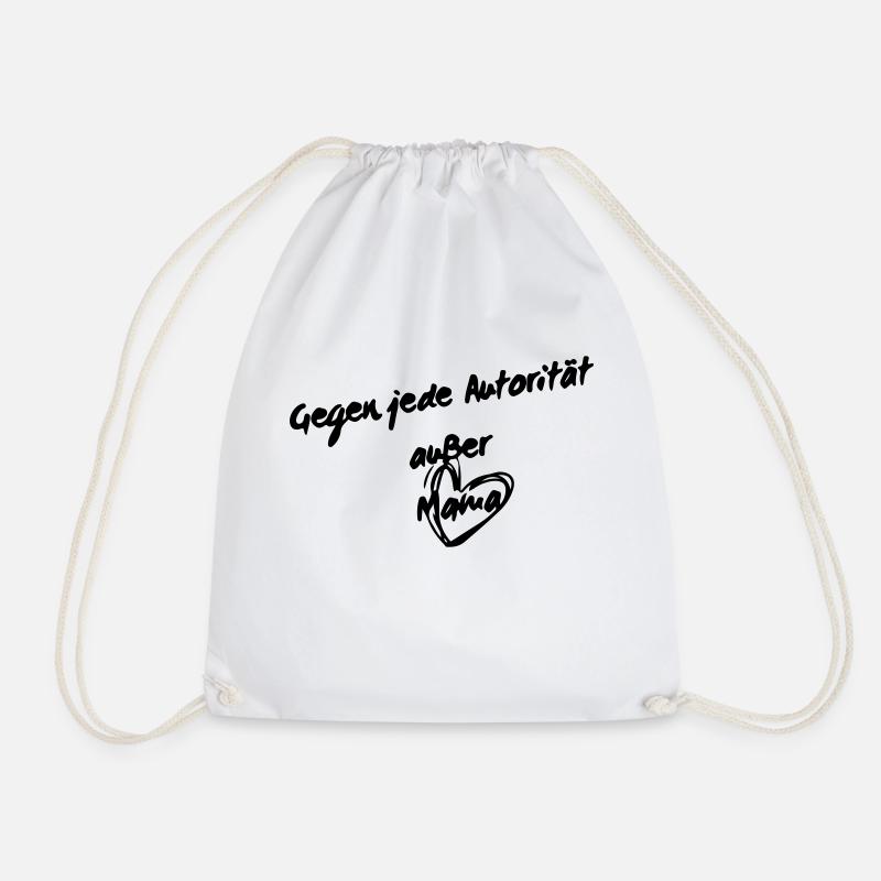 Against any authority except mom - Drawstring Bag - white