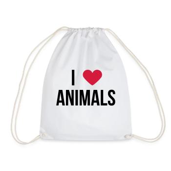 J'aime les animaux! disant cadeau - Sac de sport léger - blanc - Devant