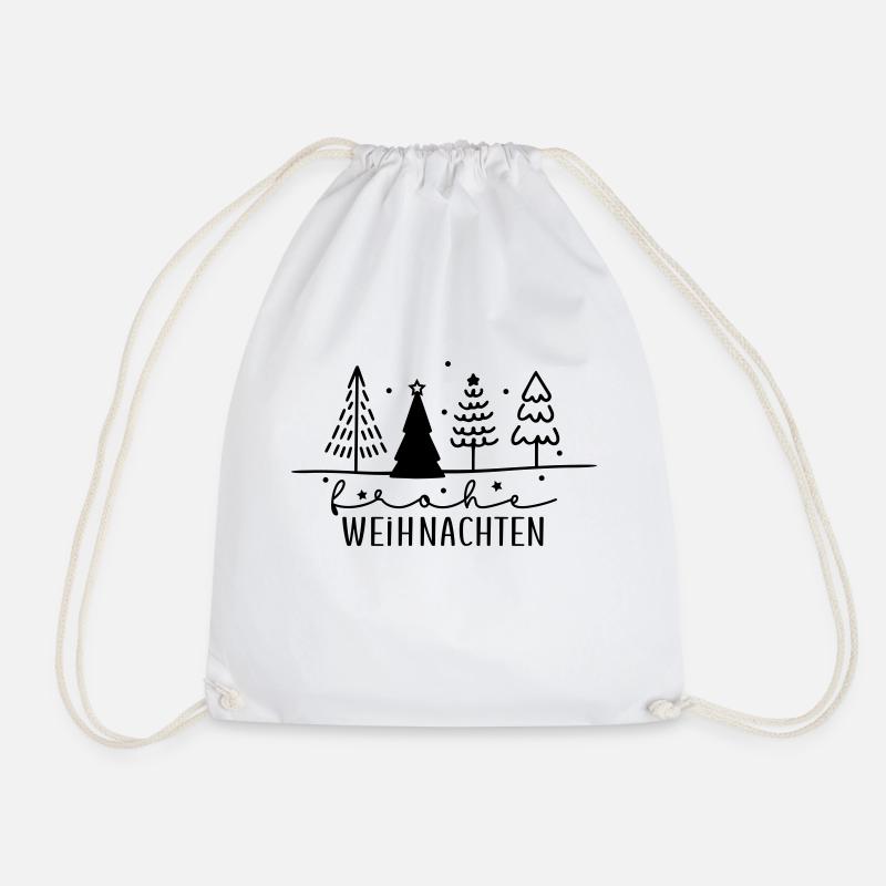 Frohe Weihnachten Design mit Tannenbäumen - Turnbeutel - Weiß