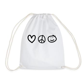 peace love smile - Turnbeutel - Weiß - Vorne