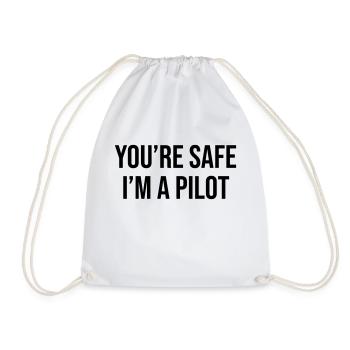 You're safe - I'm a pilot | be safe shirt - Drawstring Bag - white - Front