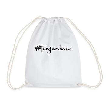 teajunkie for tea enthusiasts - Drawstring Bag - white - Front