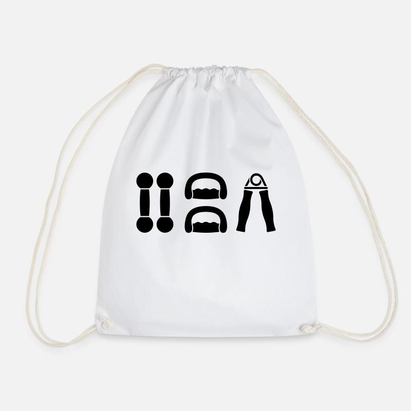 gym dumbell sport - Drawstring Bag - white