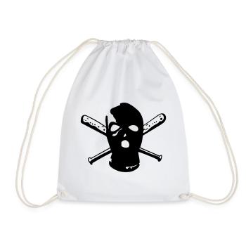 Balaclava with baseball bat - Drawstring Bag - white - Front