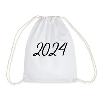 2024 Jahreszahl Datum Zahl Anno Kalenderjahr USA - Turnbeutel - Weiß - Vorne