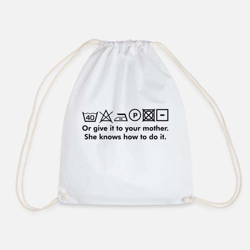 Washing Instructions Or Give It To Your Mother Cult Text - Drawstring Bag - white