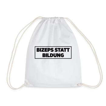 Biceps instead of education - Drawstring Bag - white - Front