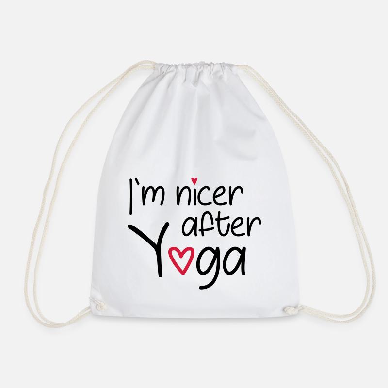 I`m nicer after yoga - Drawstring Bag - white