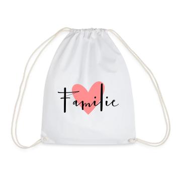 Family Heart Love Motto Friendship - Drawstring Bag - white - Front