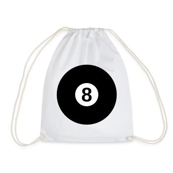 black billiard ball with the number 8 - Drawstring Bag - white - Front