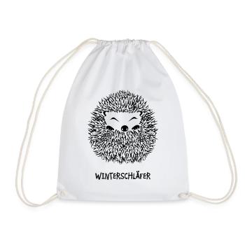 hedgehog hibernation winter sleeper tired kip - Drawstring Bag - white - Front