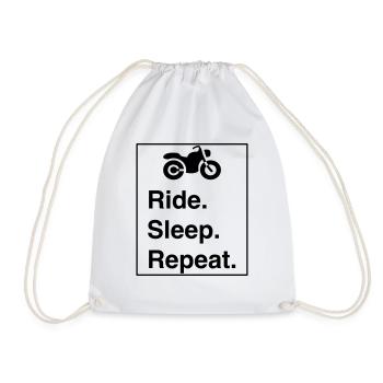 Cool "Ride Sleep Repeat" design for him and her - Drawstring Bag - white - Front