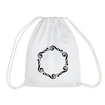 Music notes violin clef frame YOUR TEXT - Drawstring Bag - white - Front
