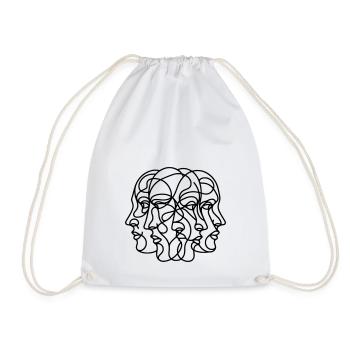 Abstract Faces - Drawstring Bag - white - Front