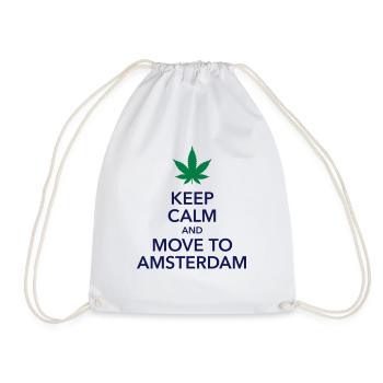 keep calm move to Amsterdam Holland Cannabis Dope - Turnbeutel - Weiß - Vorne