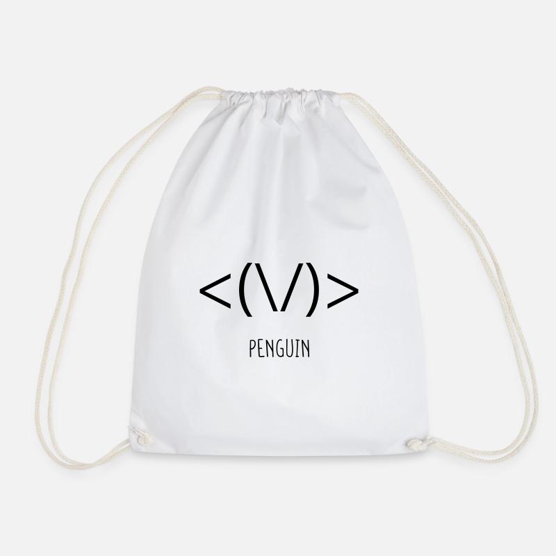Penguin - Drawstring Bag - white