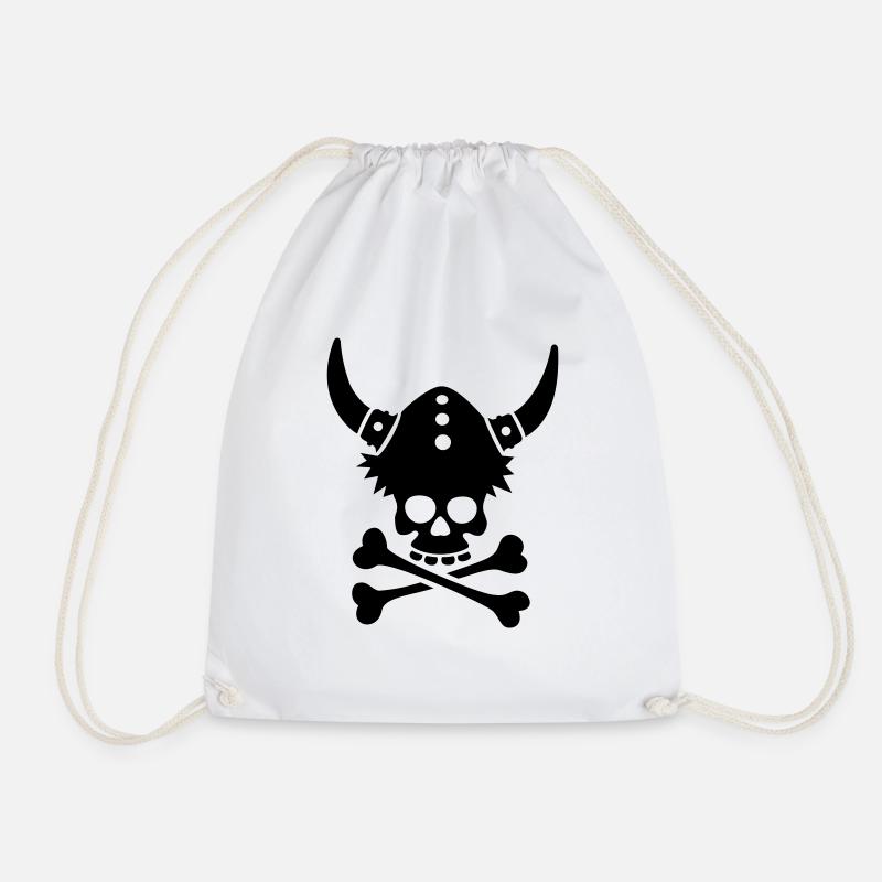 Totenkopf mit Wikingerhelm - Turnbeutel - Weiß