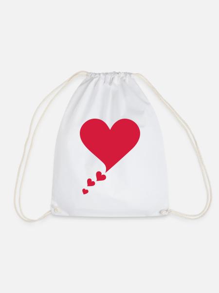 Sprechblase, Herz, Valentinstag, I love you, Liebe - Turnbeutel - Weiß