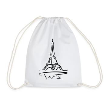 Paris Line Art - Minimalist - Drawstring Bag - white - Front