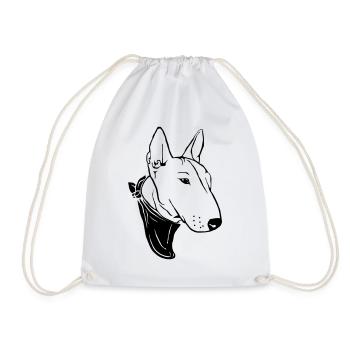 Bull terrier with scarf - Drawstring Bag - white - Front