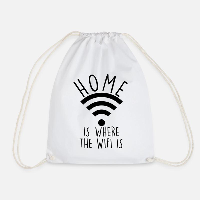 W-LAN IS HOME - Drawstring Bag - white
