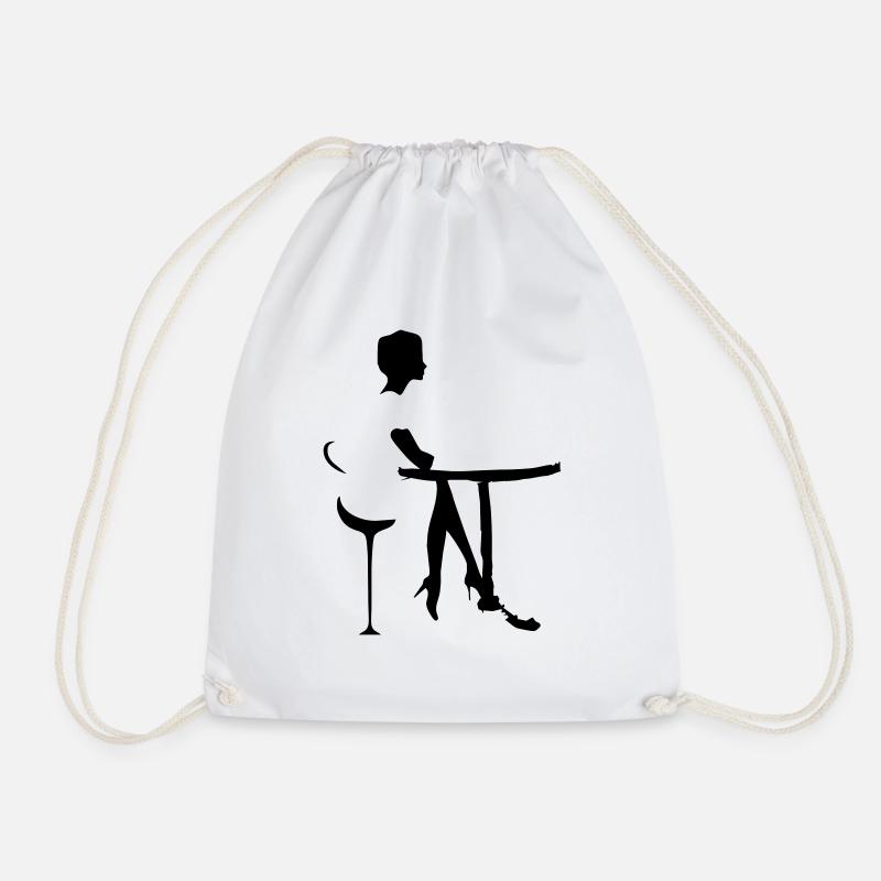 At the table - Drawstring Bag - white