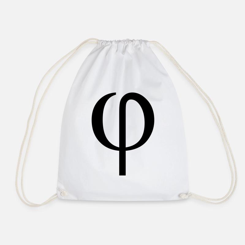 phi greek - Drawstring Bag - white
