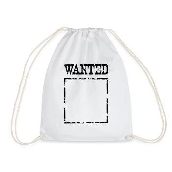 Wanted $ Boarder Frame Frame -> to enroll - Drawstring Bag - white - Front