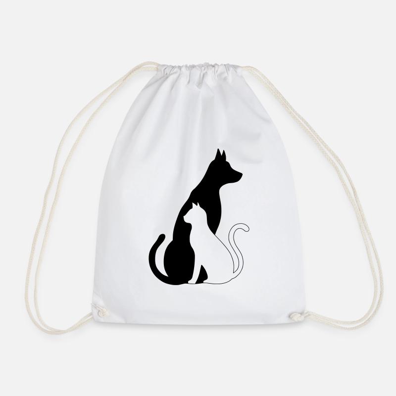 Hund katze silhouette - Turnbeutel - Weiß