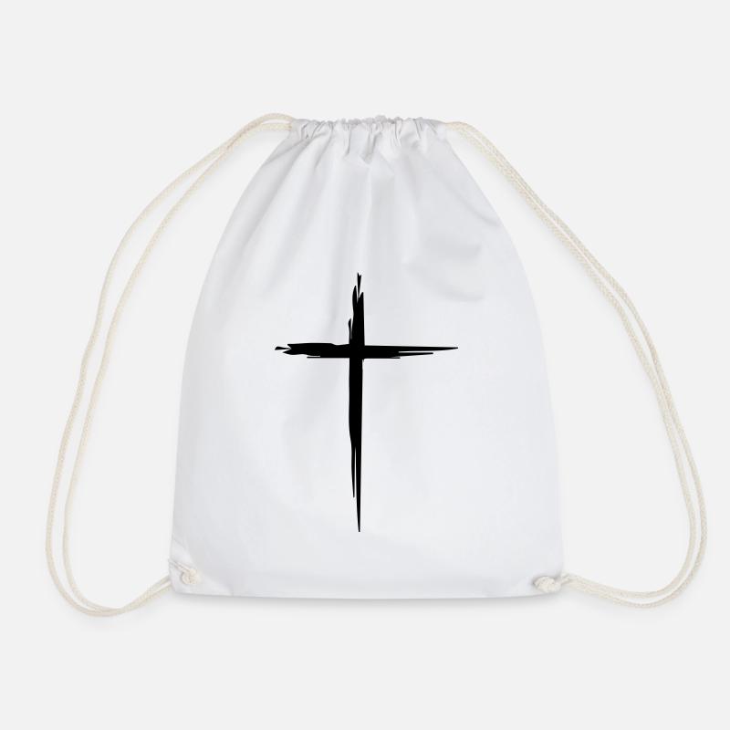Fine cross - Drawstring Bag - white