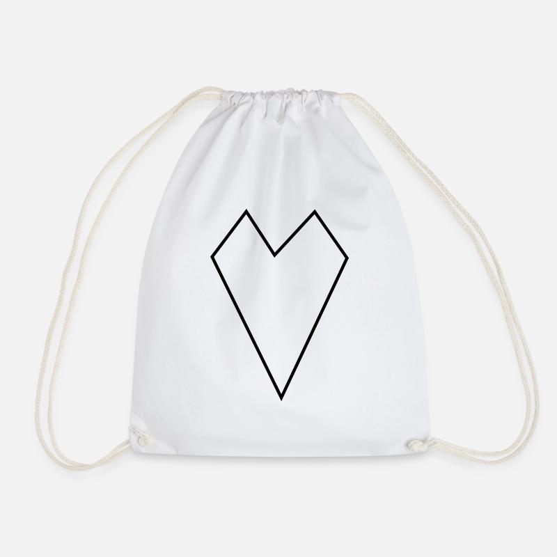 simple, reduced heart - Drawstring Bag - white